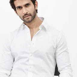 Rare Rabbit White Regular Fit Solid Shirt image 1