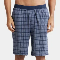 Jockey IM02 Blue Tencel Micro Modal Cotton Elastane Stretch Shorts with Side Pocket image 1