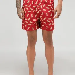 Zoiro Red Cotton Regular Fit Printed Boxers image 1