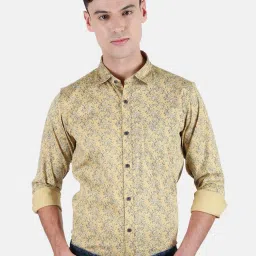 Duke Beige Cotton Slim Fit Printed Shirt image 1