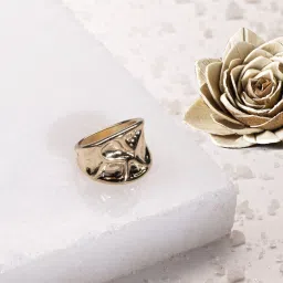 Accessorize London Women's Gold Molten Statement Ring image 1