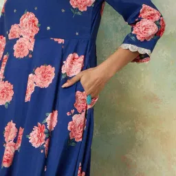 Melange by Lifestyle Blue Printed Kurta Pant Set image 5