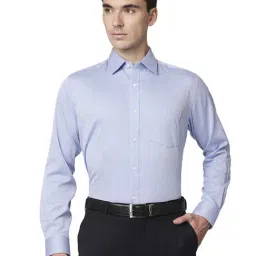 Park Avenue Blue Cotton Regular Fit Striped Shirts-picture-16
