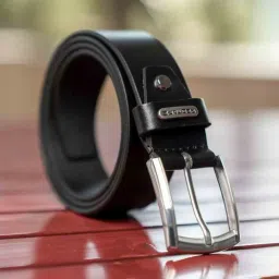 Red Tape Black Leather Waist Belt for Men image 1
