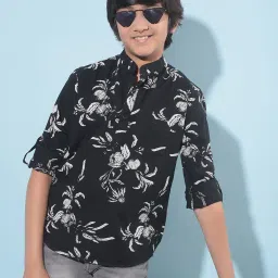 Crimsoune Club Kids Black Printed Full Sleeves Shirt image 1