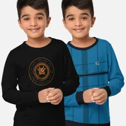 HELLCAT Black & Turquoise Printed Full Sleeves T-Shirt (Pack Of 2)-image-48