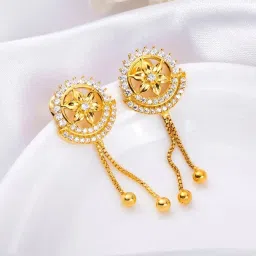 Zavya Starry Night 925 Sterling Silver Gold-Plated Circle with Star Earrings image 1