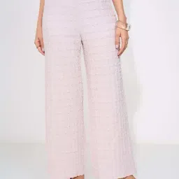 Honey By Pantaloons Pink Comfort Fit Self Pattern Trousers-picture-24