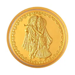 P.C. Chandra Jewellers Radha Krishan-Inscribed 24k (999) 0.5gm Yellow Gold Foil Coin image 1