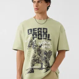 The Souled Store Green Loose Fit Printed T-Shirt image 1