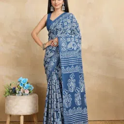 SHANVIKA Blue Pure Cotton Paisley Saare-picture-27