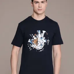 Burnt Umber Navy Regular Fit Printed T-Shirt image 1