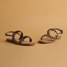 Eridani Women's Ammora Gun Metal Back Strap Sandals image 1