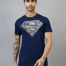 Free Authority Navy Blue Regular Fit Printed T-Shirt image 1