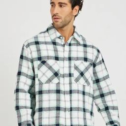 Styli White Cotton Oversized Checks Shirt-picture-7
