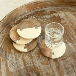 ExclusiveLane Brown & White Resin Yin Yang Handcrafted Coasters - Set of 4 image 1