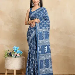 SHANVIKA Blue Pure Cotton Printed Saare-image-26