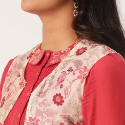 Rooted Ecru & Pink Floral Print Shrug image 5