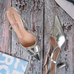 Ronnie Grey Women's Silver Back Strap Stilettos image 1