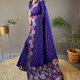 SP TEXTILE CLOTHES Floral Zari Silk Blend Handloom Saree-picture-25