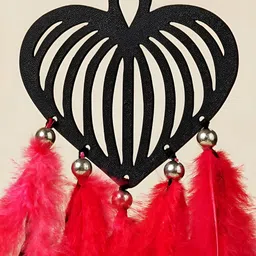 COLOR SPLASH Black & Red Heart Car Feathers Dream Catcher image 3