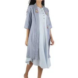 Monte Carlo Blue Striped Dress With Shrug image 3