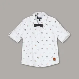 Juniors by Lifestyle White Cotton Printed Full Sleeves Shirt image 1