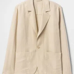 GAP Beige Regular Fit Solid Blazer image 3