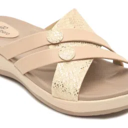 Pelle Albero Women's Beige Cross Strap Wedges image 4