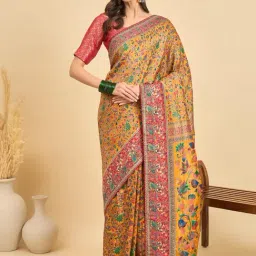 Saree Mall Mustard Viscose Self Saree with Blouse Piece-picture-25