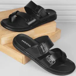 Mochi Men's Black Cross Strap Sandals-picture-33