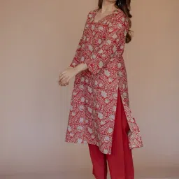 The Indian Ethnic Co Madder Cotton Straight Fit Printed Kurta image 3