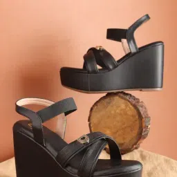 Carlton London Women's Black Sling Back Sandals-picture-37