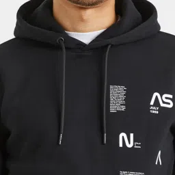 celio celio* Black Full Sleeves Hooded Sweatshirt image 3