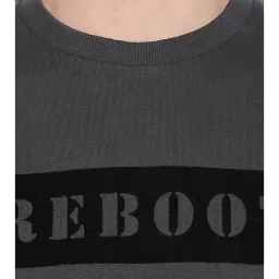 Basics Dark Grey Round Neck Printed Sweatshirt image 4