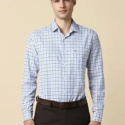 Allen Solly Blue Cotton Slim Fit Checks Shirt-picture-42