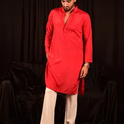 Laalzari Mandarin Collar Chinon Straight Kurta-image-38