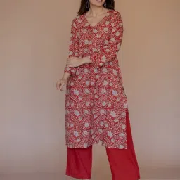 The Indian Ethnic Co Madder Cotton Straight Fit Printed Kurta-picture-14