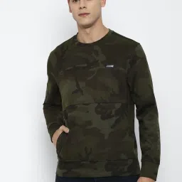 American Eagle Green Cotton Regular Fit Camouflage Sweatshirt image 1