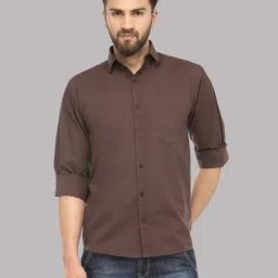 Jainish Brown Cotton Regular Fit Shirt image 1