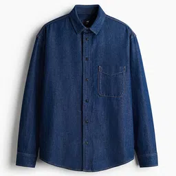 H&M Pure Cotton Loose Fit Denim Shirt-picture-26