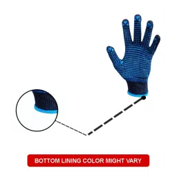 Swavind Safety Hand Gloves Blue Cotton Fabric with PVC Dotted Palm Blue Free Size (Pack of 120 Pair) image 3