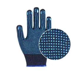 Swavind Safety Hand Gloves Blue Cotton Fabric with PVC Dotted Palm Blue Free Size (Pack of 120 Pair) image 5