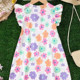 YK Floral Print Flutter Sleeve A-Line Dress image 2