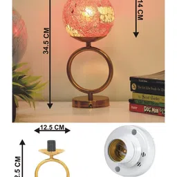 SOMIL Red Printed Glass Cylindrical Shaped Table Lamp image 3