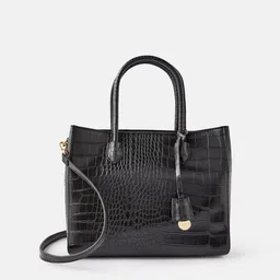Accessorize Black Textured Shoulder Bag image 1
