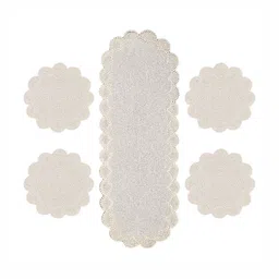 YWULY 5-Pcs White Ethnic Motifs Embellished Table Linen Set image 2