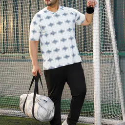 Instafab Plus Printed V-Neck Static-Bloc Activewear T-shirt image 4