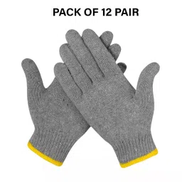 Swavind Safety Hand Gloves Lint-Free Nylon Green Grey Free Size (Pack of 12 Pair) image 2