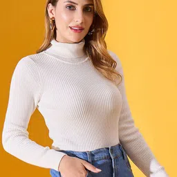 98 Degree North Women Ribbed High Neck Pullover image 3